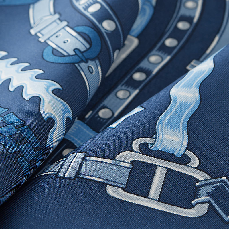 24 Brides et Chaines pocket square 45 - Blue | Hermès Macau SAR